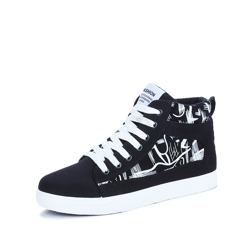 春季高邦男鞋子潮鞋男生运动休闲板鞋潮流韩版百搭男士高帮帆布鞋