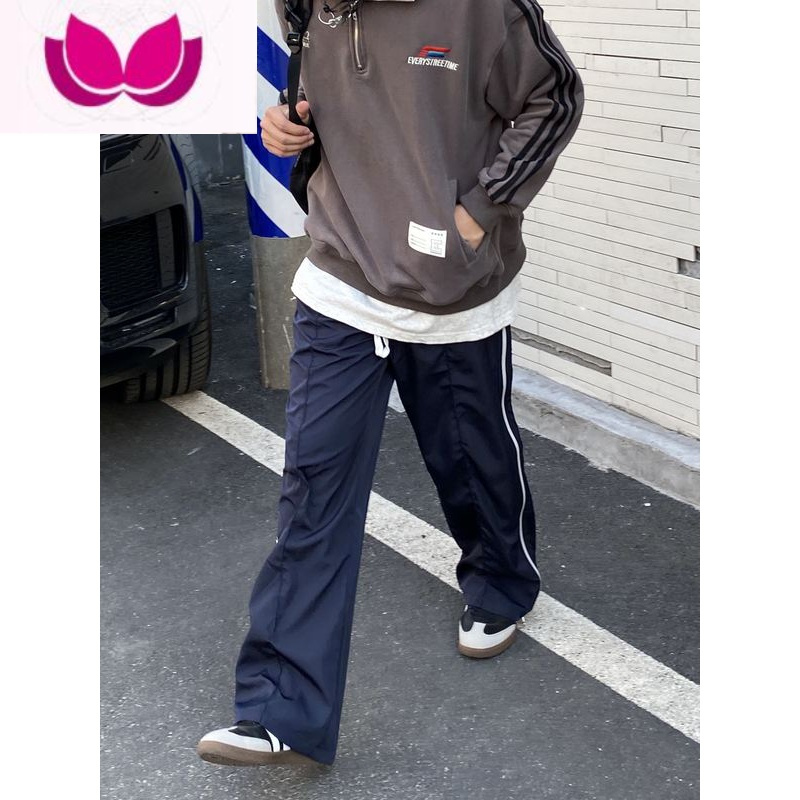 七斓美式复古拉链设计ins嘻哈运动裤男女新款潮牌高街直筒休闲裤