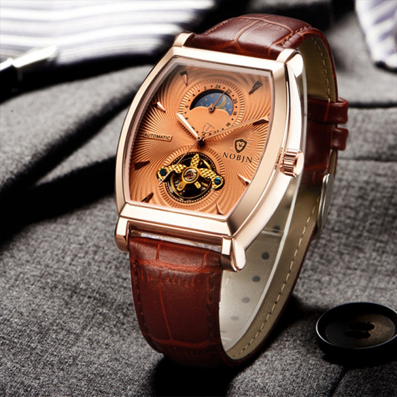 瑞士tevise特威斯时尚手表酒桶陀飞轮星辰男士手表防水全自动机械表