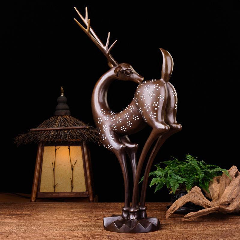 美帮汇梅花鹿摆件 铜鹿摆件铜 家居装饰摆设开业礼品一路发财高清大图