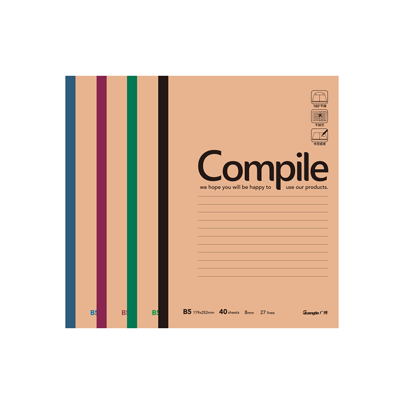 广博(GuangBo) GB07407 B5 40张 12本/包 无线装订 55g双胶纸 笔记本 12.00 本/包