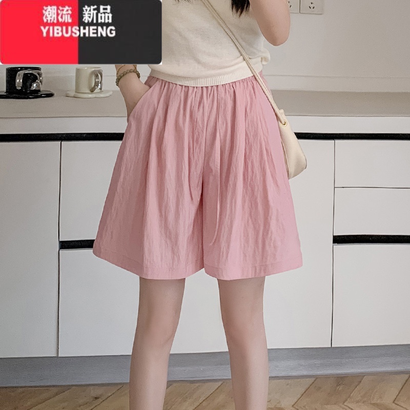 YIBUSHENG蓝色薄款山本短裤女季2024年新款宽松阔腿小个子休闲五分运动裤高清大图