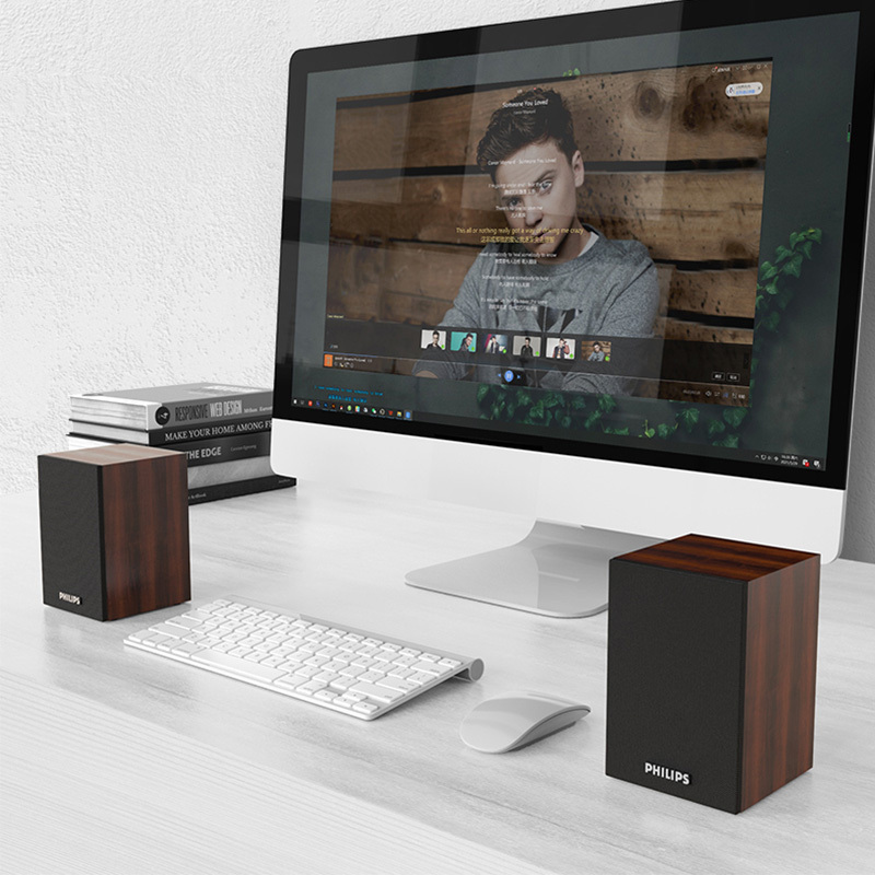 飞利浦 Philips 电脑音响台式蓝牙音箱 usb笔记本多媒体重低音小桌面游戏 迷你家用震撼低音 深色