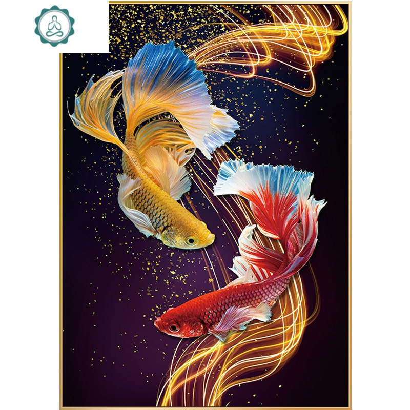 5d钻石画满钻客厅双锦鲤鱼贴钻十字绣玄关竖版2020新款钻石绣 封后