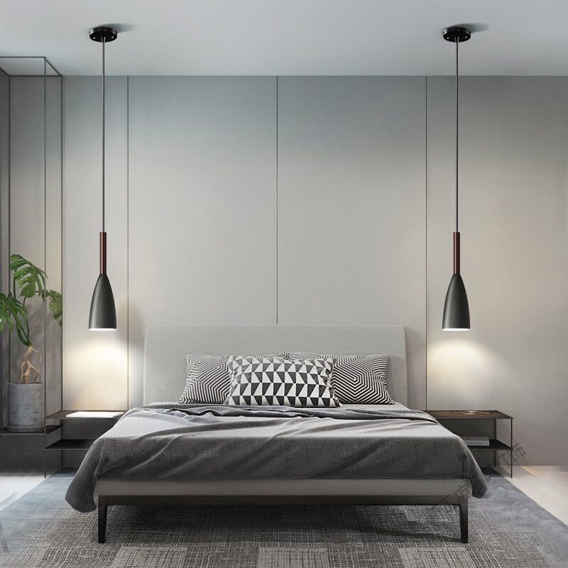 苏宁放心购 卧室床头吊灯轻奢长线北欧灯具现代简约创意个台单头小吊灯饰图片