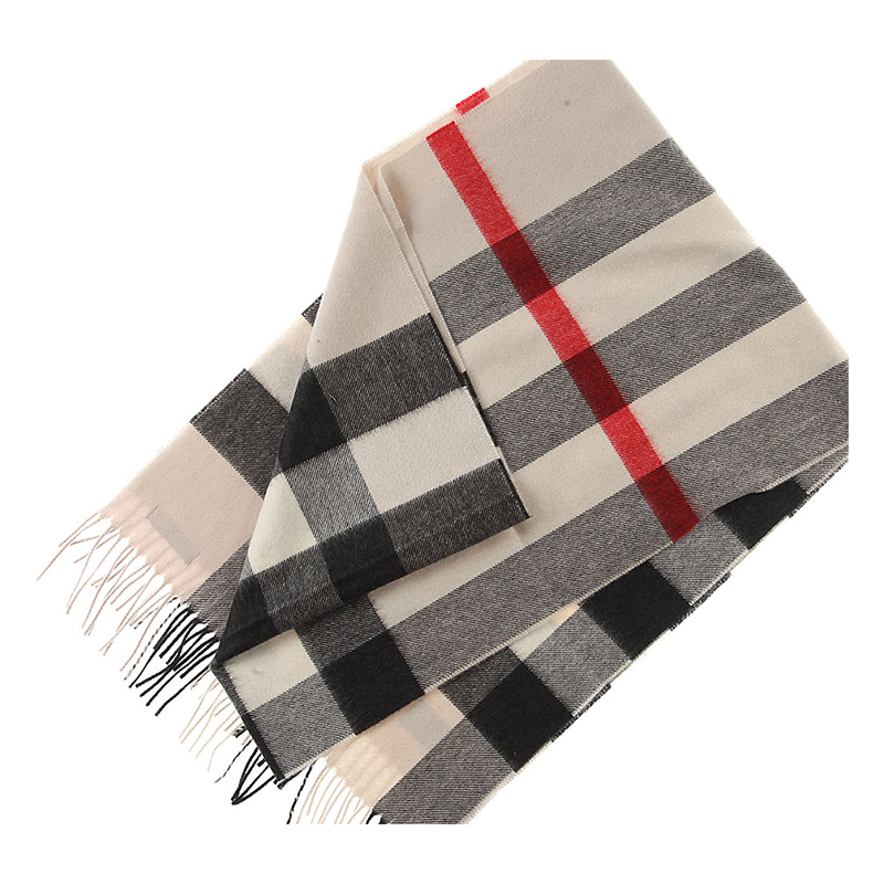 【直营】BURBERRY 博柏利 女士大号经典格纹羊绒围巾高清大图