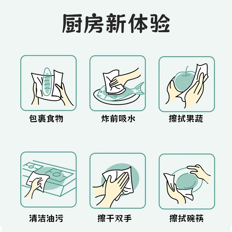 厨房纸巾原生竹浆70节/卷*2卷/提餐厅家用实惠装(MIH-2404070)高清大图