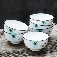 苏氏陶瓷( SUSHI CERAMICS)饭碗 梦之兰日韩欧式陶瓷米饭碗4.5英寸6只装釉下彩套装餐具