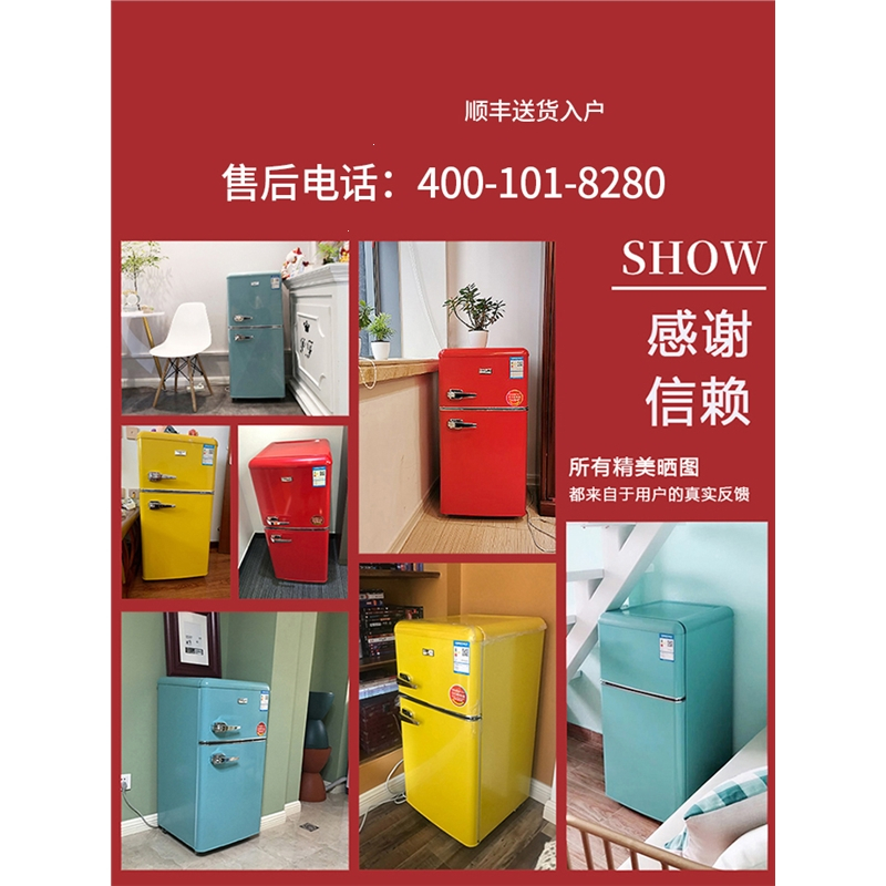志高(CHIGO)118升复古冰箱小型美式欧式网红家用双开门冷藏冷冻宿舍租房_③⑧升白色冷藏冷冻