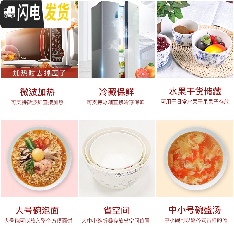 三维工匠陶瓷保鲜碗带盖微波炉加热饭盒保鲜盒冰箱专用上班族饭盒女便当盒 卡通直口11.8cm(4.6)小保鲜碗高清大图