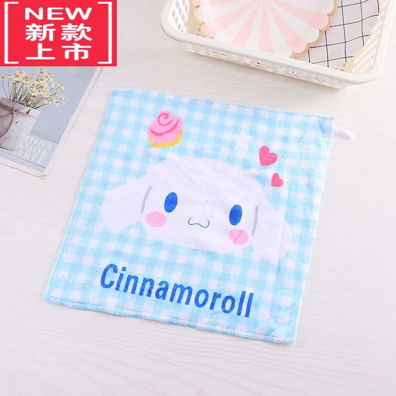 可莉允可爱卡通玉桂狗格子小方巾儿童洗脸巾便携外出擦手小手巾口巾方巾毛巾图片