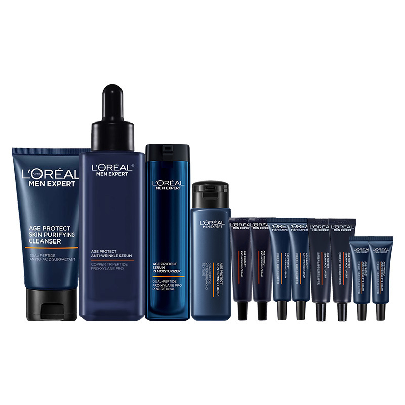 欧莱雅男士青春肌源淡纹套装抗皱紧致洗面奶水乳护肤品生日礼盒送男朋友礼物高清大图