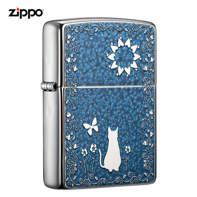 zippo芝宝打火机美国原装ZIPPO之宝防风煤油打火机月下猫思ZBT-4-62a