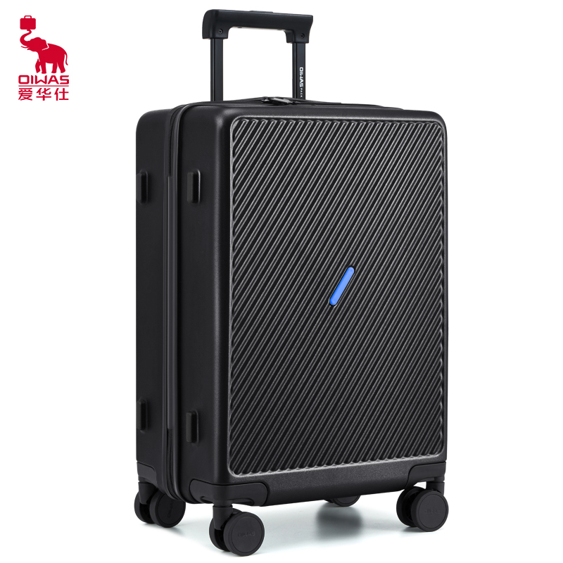 爱华仕(OIWAS)磨砂斜杠行李箱 大容量旅行登机箱男女密码拉杆箱 OCX6708-24黑色高清大图