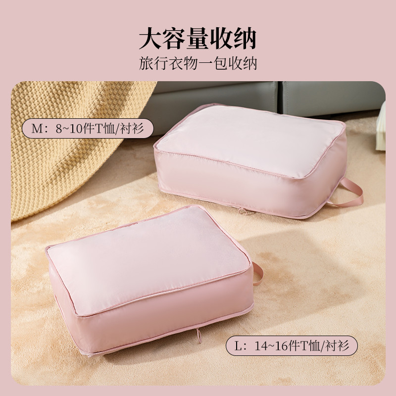 旅行衣服收纳袋出差衣物内衣内裤分装袋旅游行李箱便携压缩整理包-雾霾蓝-压缩大号-1个装高清大图