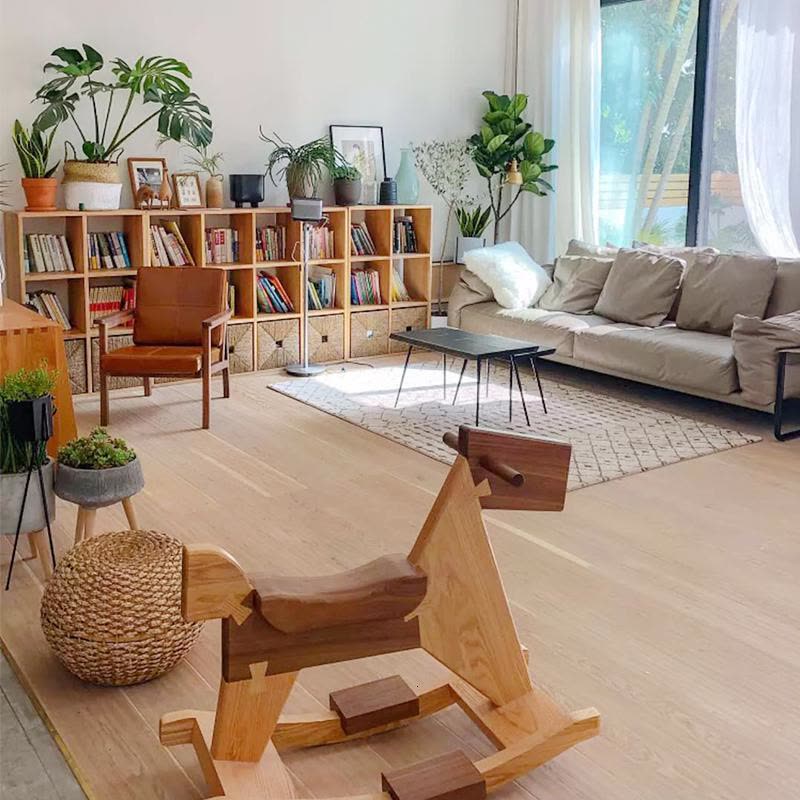 森美人纯实木书架置物北欧落地柜白橡木展示柜格子无味原木木制组合书柜图片