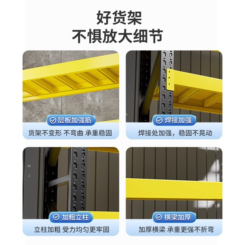 3M 白色货架置物架多层家用仓储物架中型库房超市多层展示架2米四层 200*50*200cm高清大图