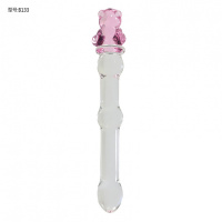 后庭拉珠G点后庭菊花高潮情趣按摩棒水晶玻璃仿真阳具性工具高潮 粉色小熊小号_659