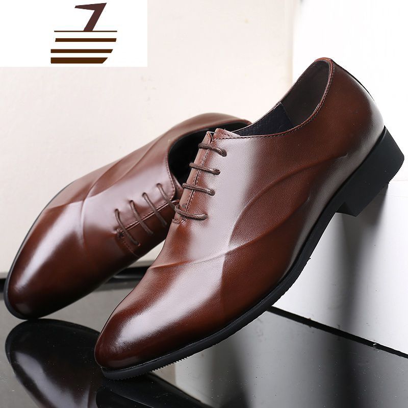 尗卡男士正装皮鞋男韩版英伦透气商务休闲男鞋潮流婚鞋软底鞋子男休闲