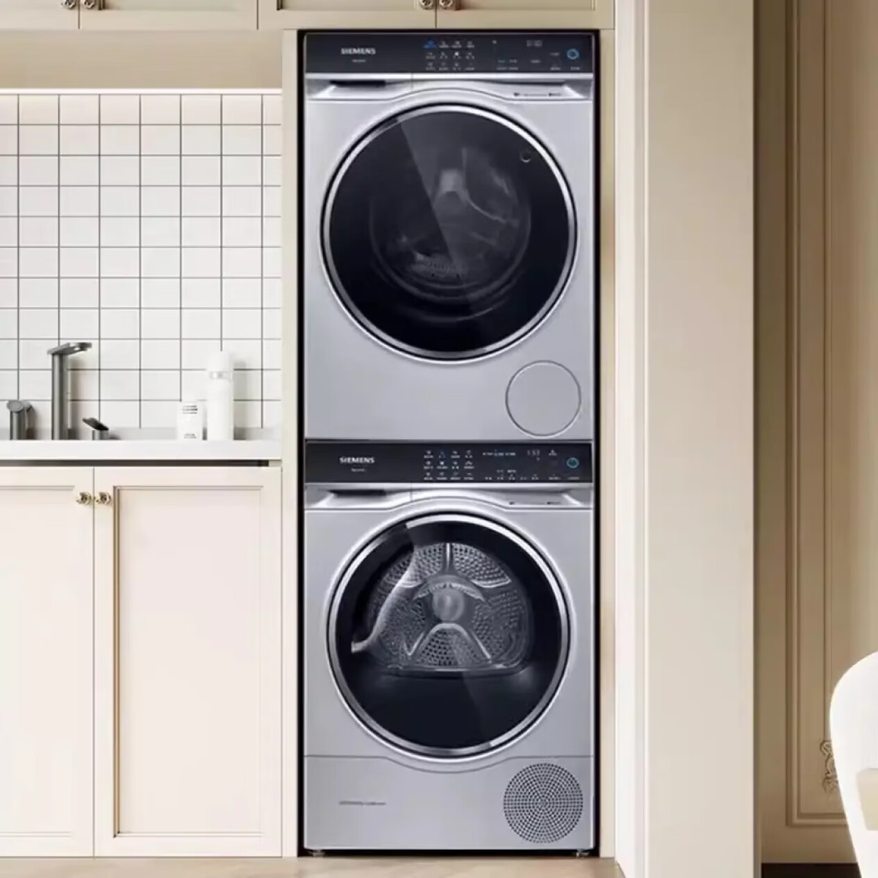 西门子WG54C5C80W+WQ56C3C80W 10KG洗衣机+10KG烘干机 商用冷藏展示柜高清大图