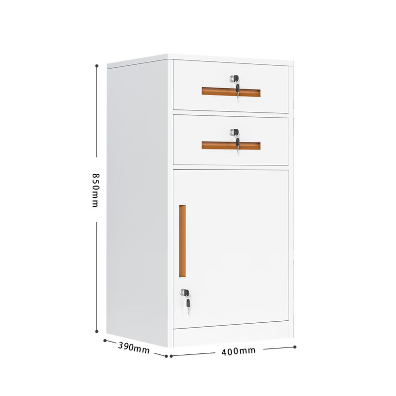 戴劲铁皮文件柜矮柜资料柜带锁抽屉柜桌下收纳小柜子 85高二抽白色高清大图