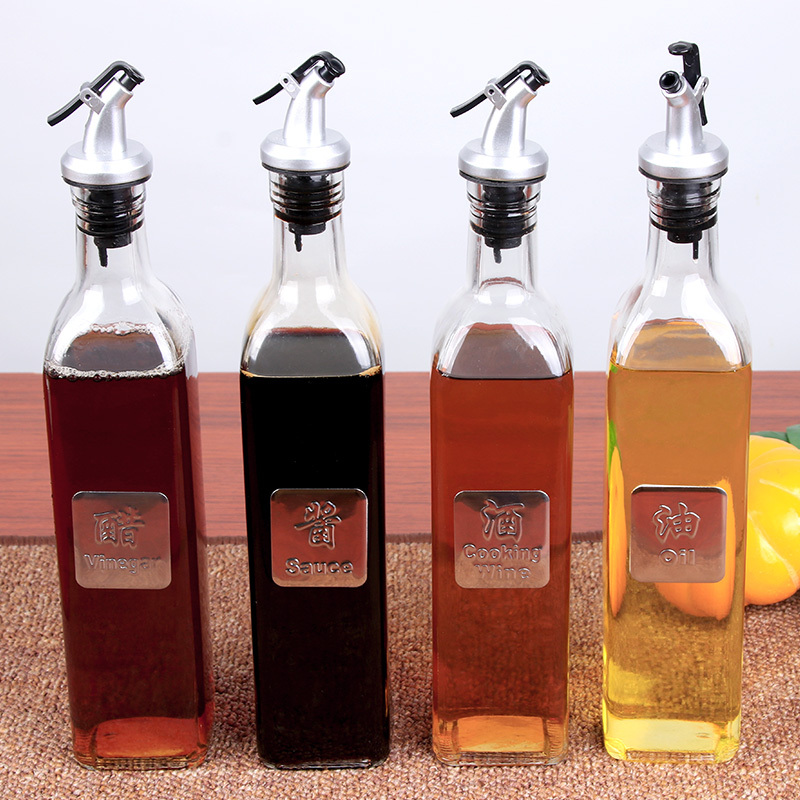 拜杰玻璃油壶套装调料瓶油瓶醋瓶酱油瓶500ML4个装