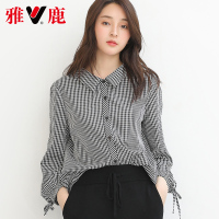 yaloo/雅鹿新款宽松韩范学院风 小清新格子衬衫女 舒适柔软