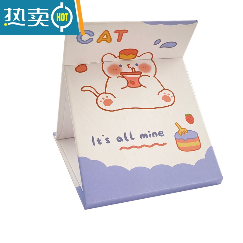 敬平ins风可爱少女心小镜子学生宿舍桌面台式可立大号折叠化妆镜便携便携式用镜 大号/星球熊高清大图