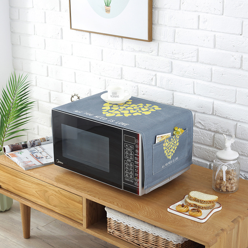 床头柜盖巾棉麻布艺盖布防水防油罩通用烤箱罩防尘罩微波炉罩 JU-04 防水.洗衣机.冰箱【130*50cm】