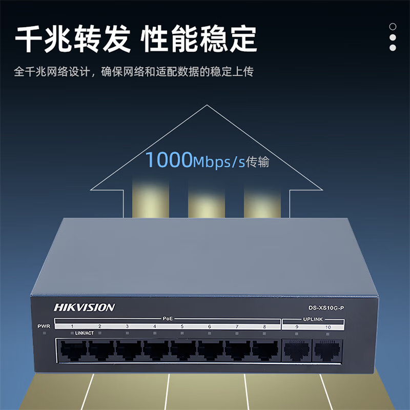海康威视 POE交换机网线供网供电 安防监控网线分线器 DS-XS10G-P 单位:块高清大图