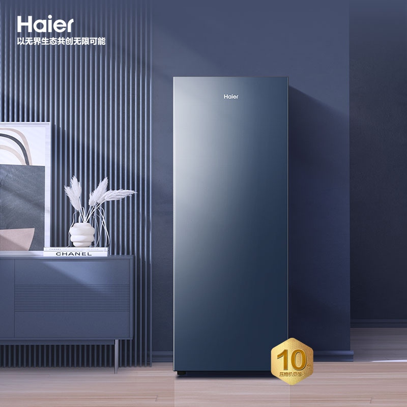 海尔(Haier)152升 立式冷柜 冰柜 小冰箱 黑金净化抗菌 风冷无霜 1级能效 冻藏转换 BD-152WGHBM高清大图