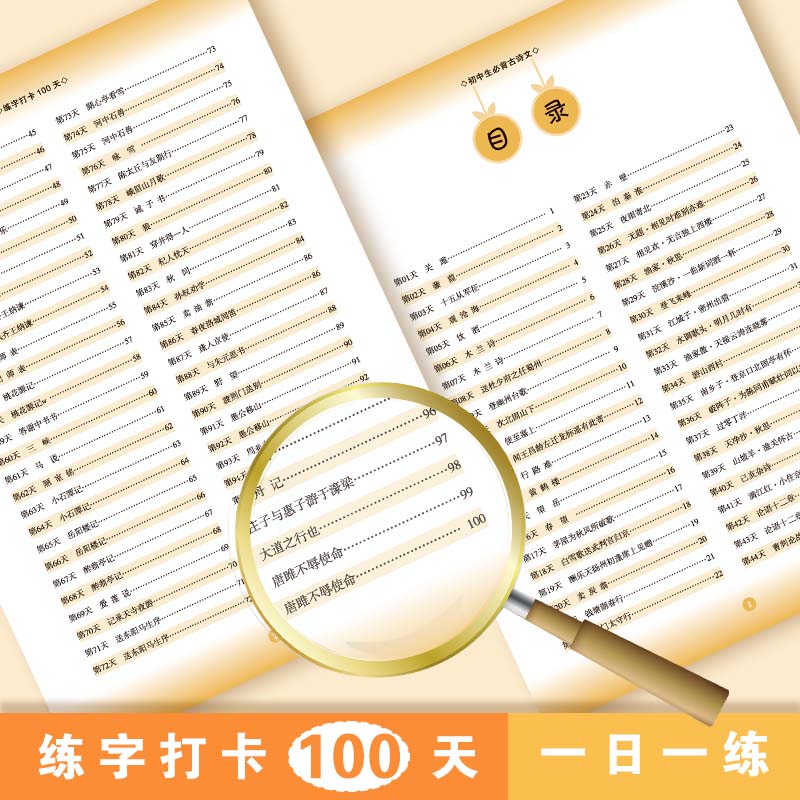 [醉染正版]练字打卡100天综合训练字帖系列中小学生必背古诗词 100个典型字楷书行书速成 楷书行书快写一本通练字册高清大图