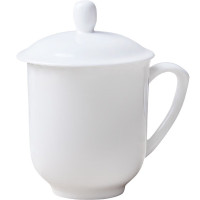 茶杯办公杯陶瓷杯纯白骨瓷带盖会议杯 单位:个