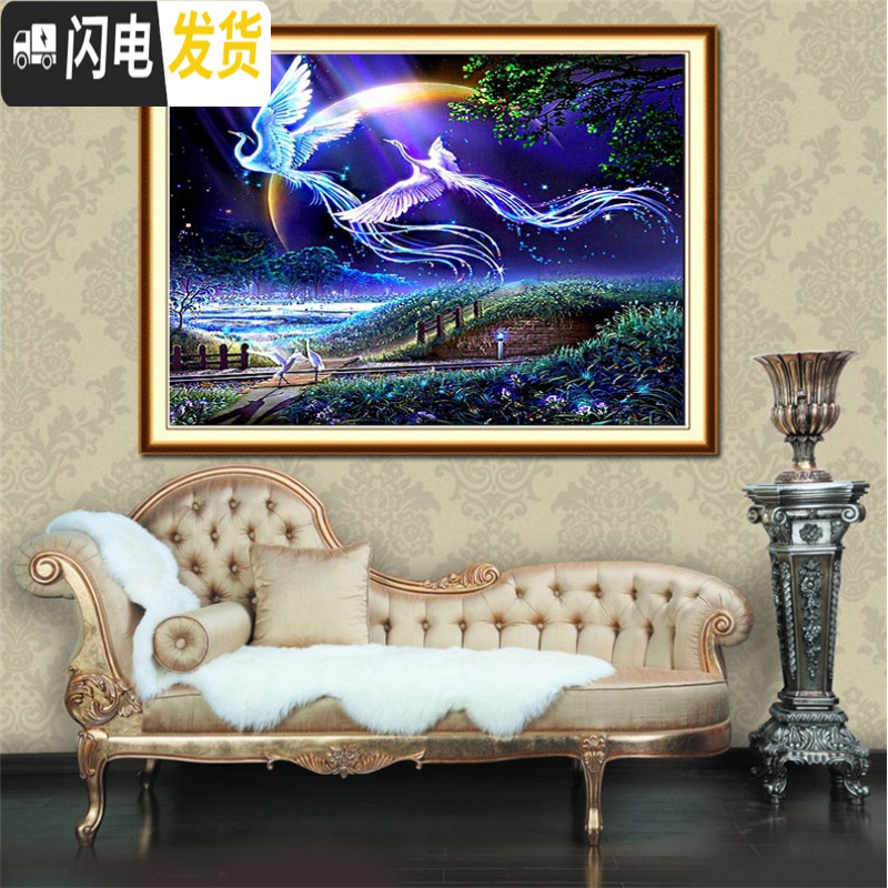 三维工匠简约现代贴钻石画满钻新款客厅比翼双飞点钻石十字绣小幅钻石绣画高清大图