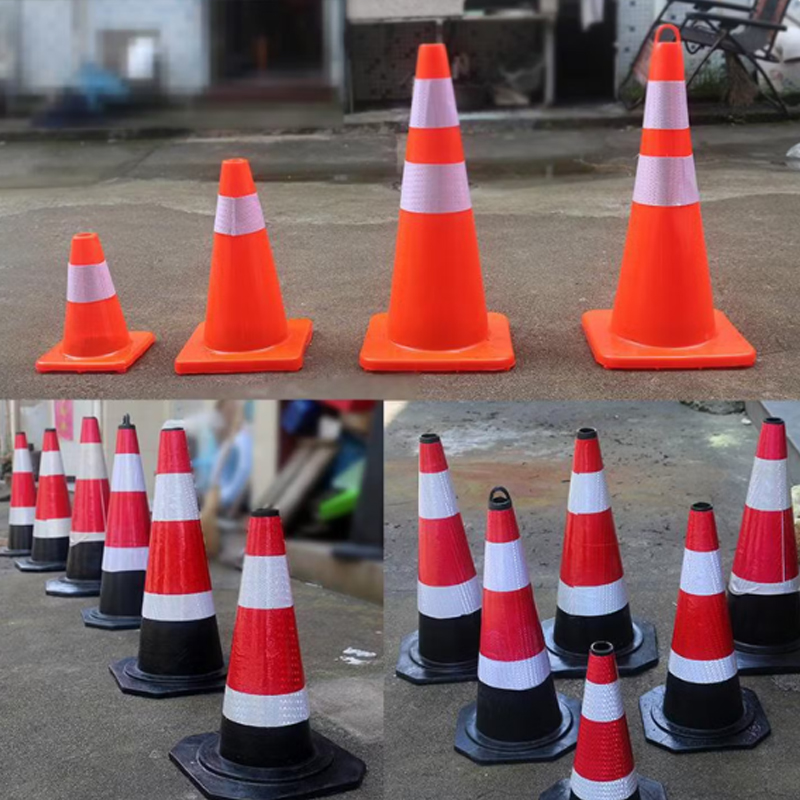 谋福(CNMF)橡胶路锥反光 路障筒锥形桶隔离墩 施工安全锥(橡胶高70cm 重8斤)高清大图