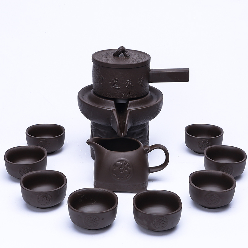 紫砂时来运转石磨茶具复古懒人功夫自动家用整套茶具推荐NEW生活日用家居器皿水具/水杯茶具水杯茶具茶杯水具