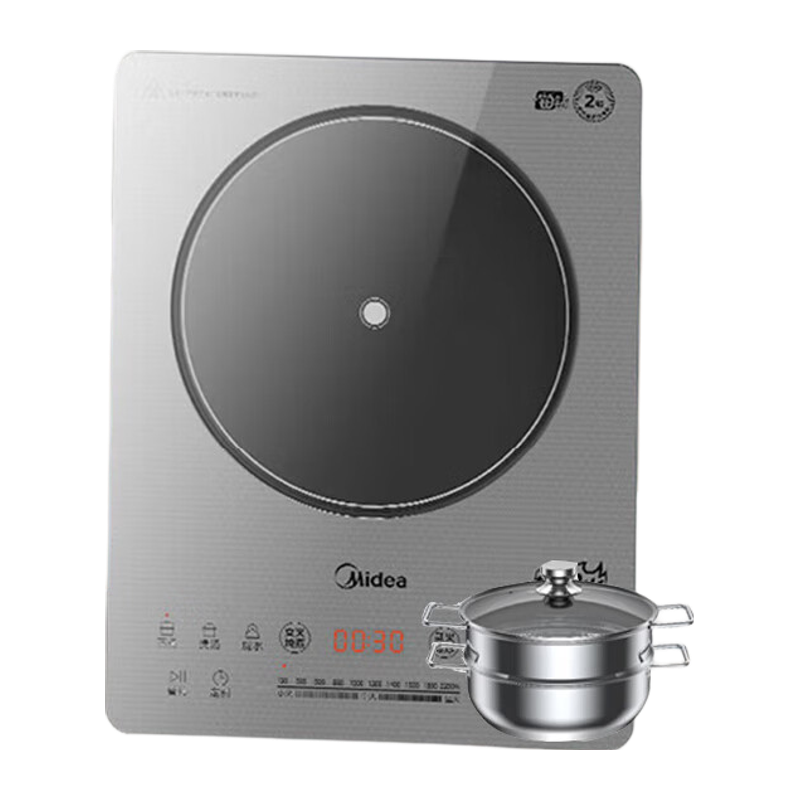 美的(Midea)电磁炉火锅炉 2200W大功率微晶面板匀火加热 智能定时 MC-22RB16H(赠送汤锅+火锅套装)