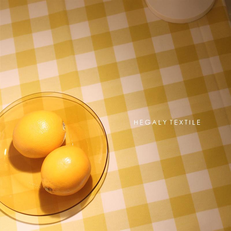 hegaly | 经典黄色格子桌布含棉双面北欧简约野餐布餐桌布餐巾垫