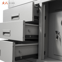 质凡钢制铁皮柜办公柜档案储物柜子偏三斗带保险柜