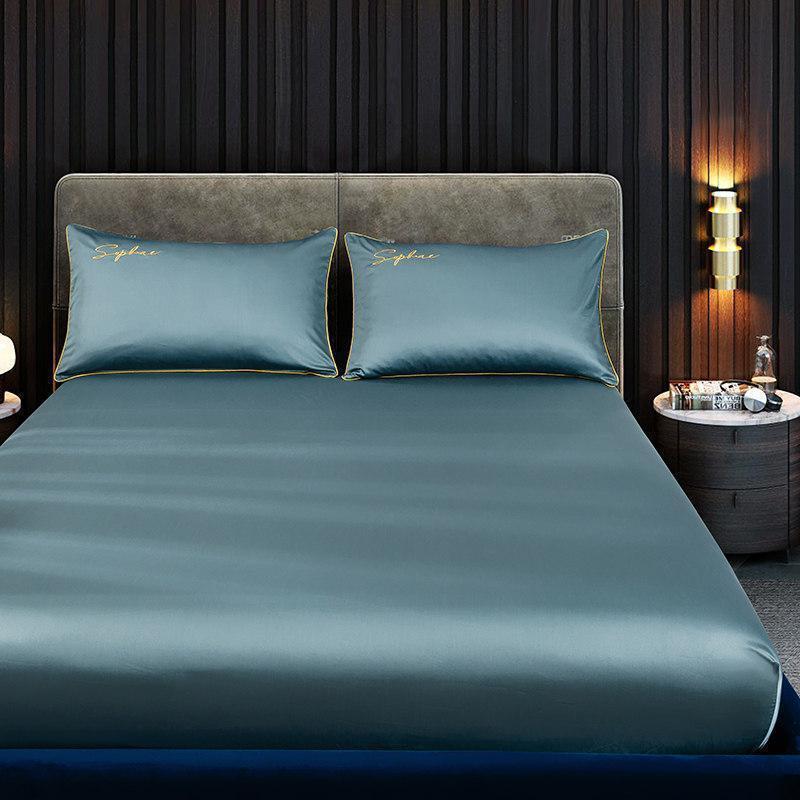 美帮汇60支贡缎床笠单件全棉全棉夏天床垫保护罩1.8m保护套床罩 浅石兰 120x200cm-裸睡亲肤