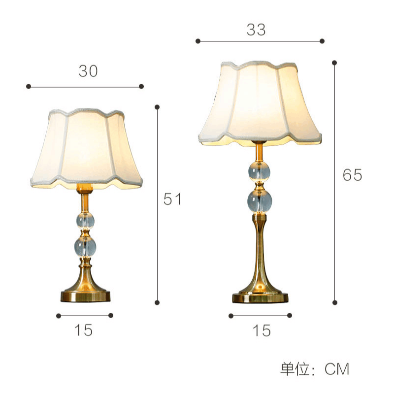 美式仿铜水晶陶瓷触摸卧室床头台灯现代简约客厅家用温馨床头灯图片
