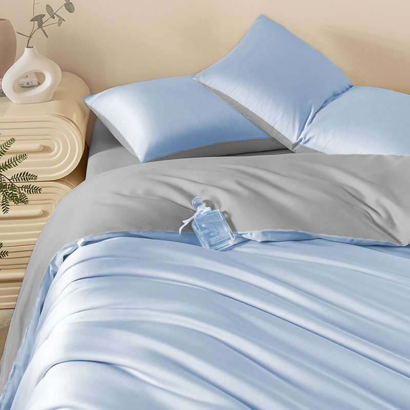 最生活四件套60S 全棉轻奢贡缎套件全棉床品四季用品 蓝色 全棉轻奢贡缎套件Z-8805 适合1.5m床高清大图