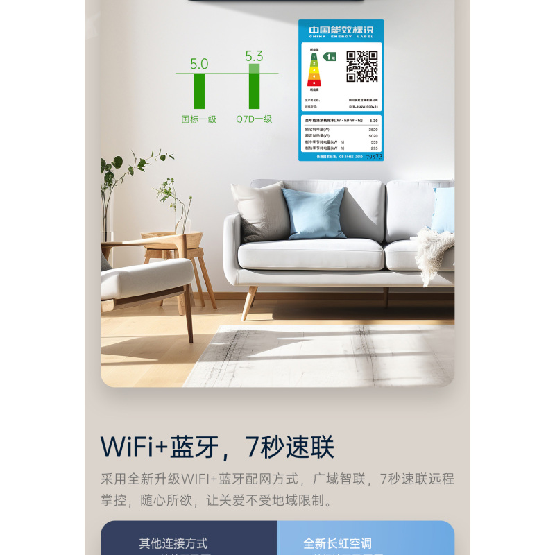 长虹空调全无尘KFR-26GW/Q7C+R1进气口全无尘左右分区送风