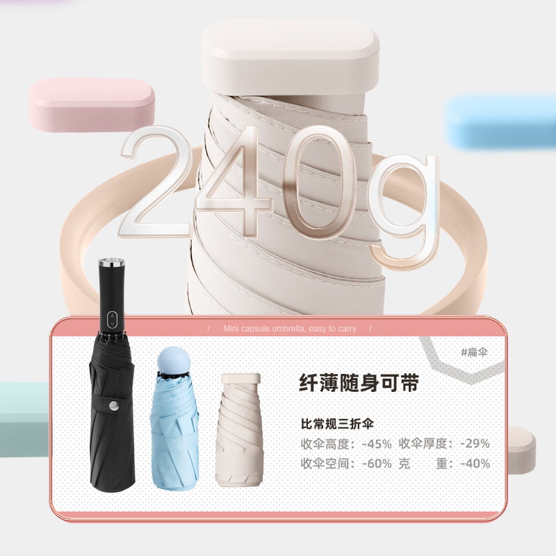 六折叠扁迷你口袋太阳伞防晒防紫外线女晴雨伞两用小巧便携遮阳伞