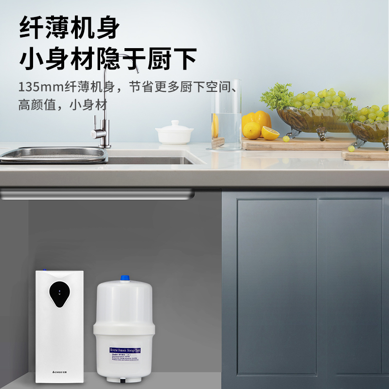 志高（CHIGO）净水器家用直饮厨下式RO反渗透过自来水净水机低废水纯水机W9-9