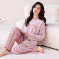浪莎睡衣女纯棉春秋季长袖甜美加大码女士休闲家居服套装2025新款 160(M)建议80-100斤 DM3512
