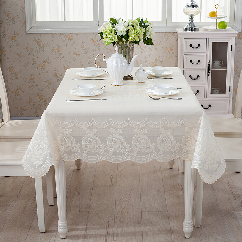桌布防水防油防烫加厚白色无异味欧式pvc超大免洗台布耐高温乳白色