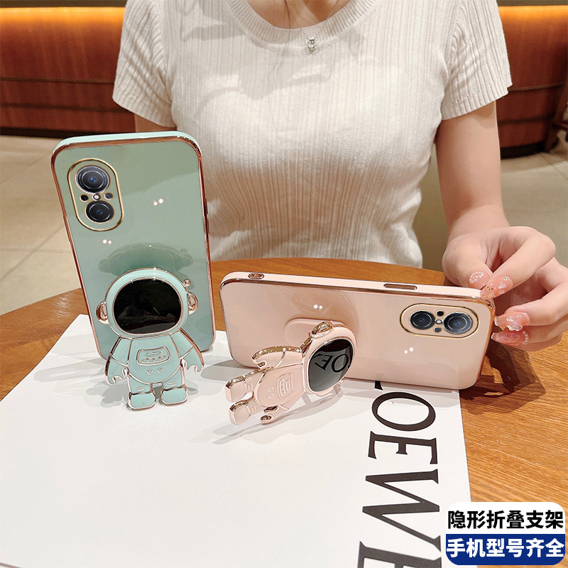 适用华为nova9se手机壳宇航员折叠隐形太空人支架FIO-BD00轻奢直边电镀软胶保护套NOVA9SE新款5G全包防摔高清大图