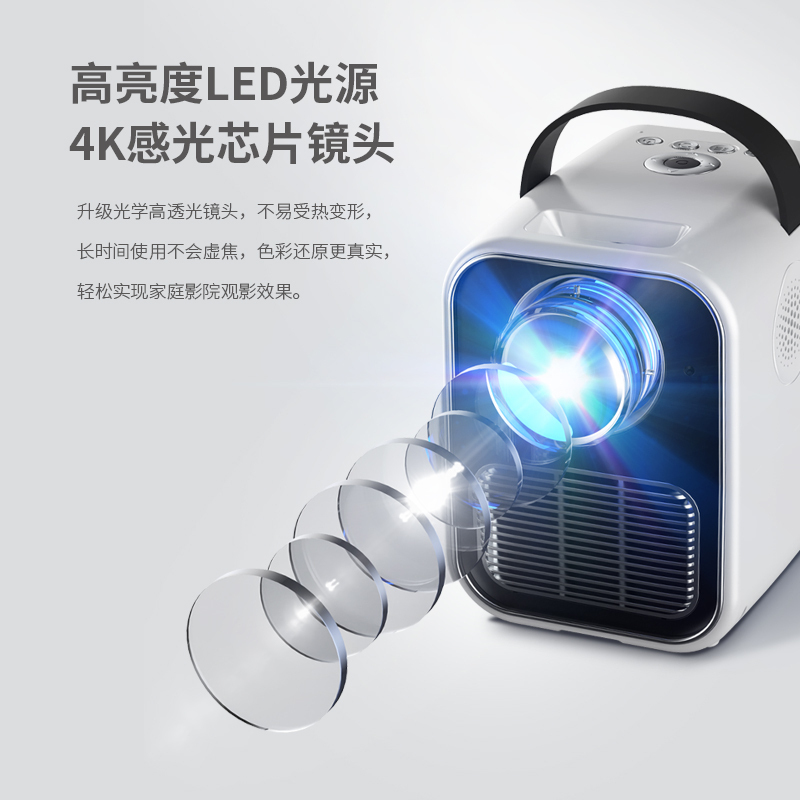 金正华为芯4K超高清1080P智能投影仪家用卧室小型便携墙投家庭影院可连手机白天办公会议投屏wifi无线看电影视K歌配支架