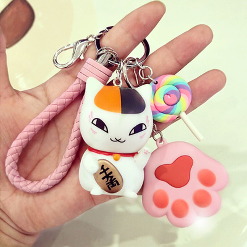 适用于招财猫钥匙扣女创意可爱猫咪卡通光钥匙扣汽车钥匙链送女朋友闺蜜